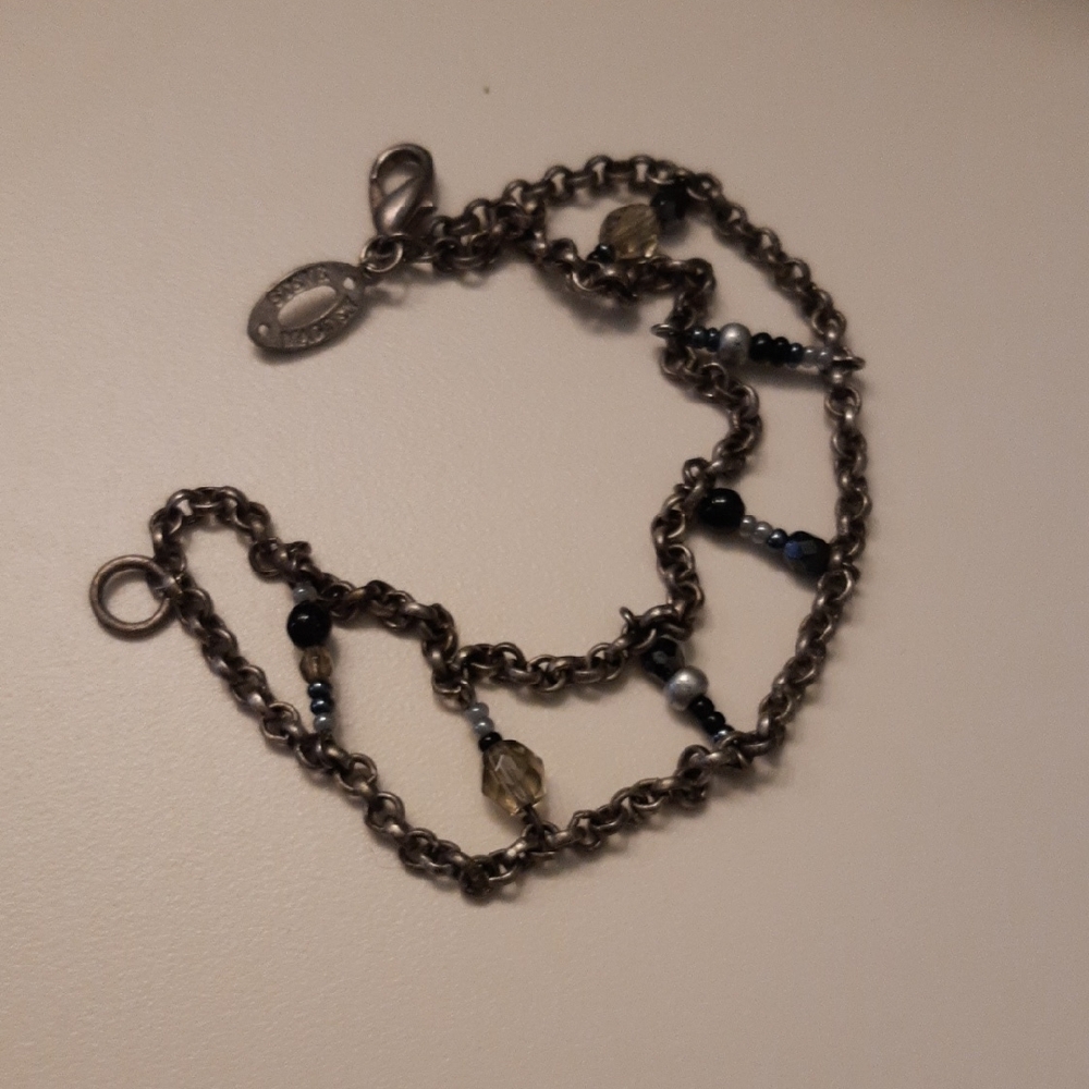 Elegant Silver and Black Chain Bracelet